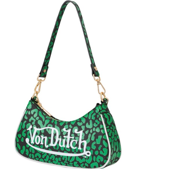 NWT Von Dutch Lime Green Cheetah 🐆 Shoulder Bag - Picture 3 of 9